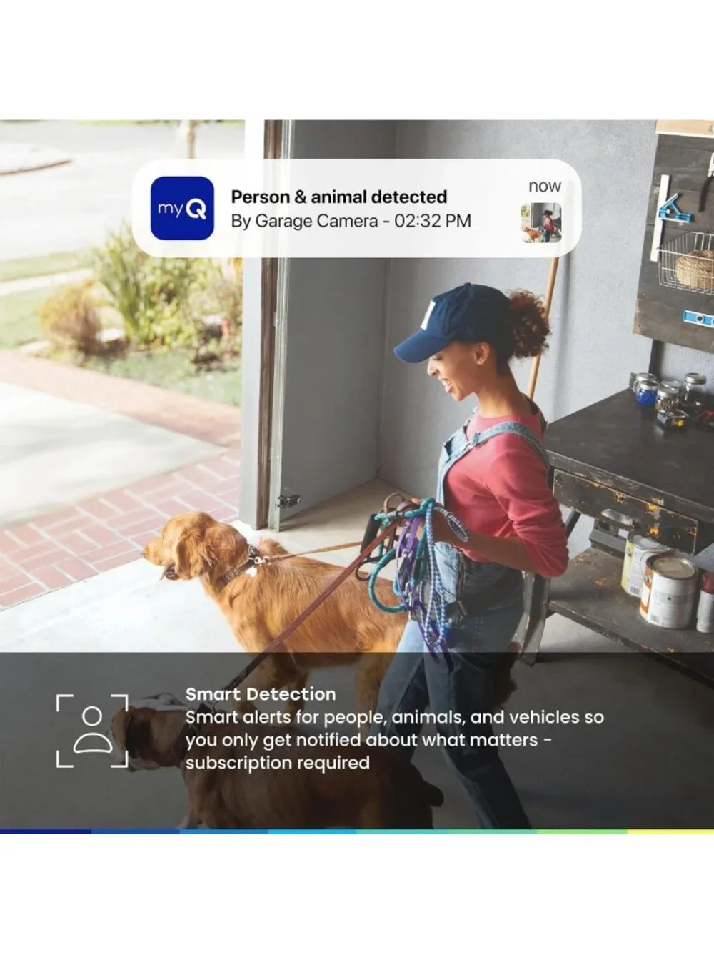 2K Smart Wi-Fi Garage Camera with Night Vision, 2-Way Audio & Motion Alerts